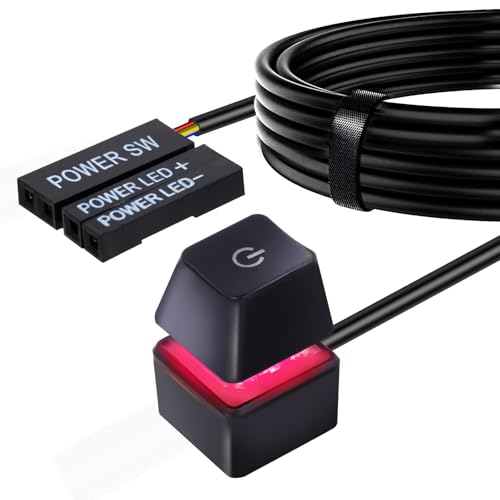 MTROYALDIA Desktop Computer Power Switch Power Supply Cable, External Remote Start PC Motherboard Power ON/Off Switch Button Extension Cable 2M Length-M20