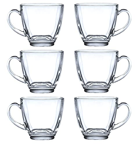 Italian Premium Glass Coffee Mug Tea Cups Set of 6-190 ML, Transparent, Square Glass Cups Set for Tea, Coffee, Green Tea, Milk Cup, Hot Cold Drinks Cups (JSTC-Square Tea Cup 190ML, 6 PCS)