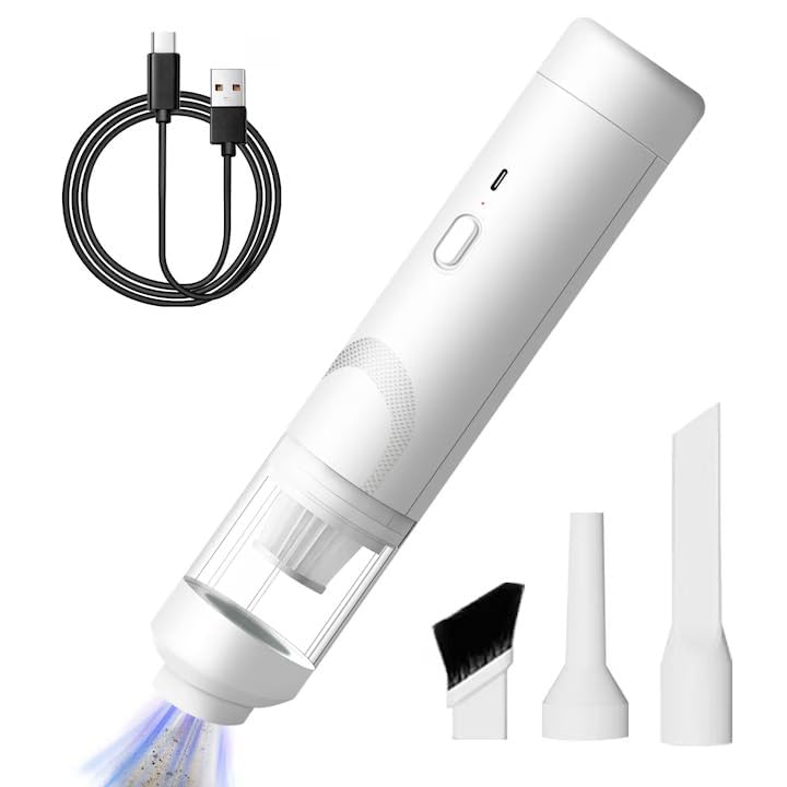 Wireless Car Vacuum Cleaner 2 in 1 - Portable and Handheld High Power Rechargeable Vacuum Cleaner for Car for Wet and Dry CarCleaning 2 in 1 DC 12V, 120W 5.5 KPA with HEPA Filter(White)