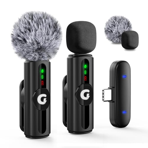 GRENARO Mic for YouTube Wireless, 3-Level Adjustable Noise Reduction Mic Wireless,S12 Wireless Microphone for Youtubers with LED Indicator Light (Dual Channel Type-C Port Version)