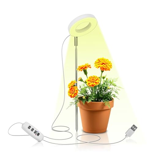 Blackt Electrotech BT29PLE Full Spectrum Plant Grow Light – Adjustable Height, Automatic Timer, USB Powered 5V Safe Voltage for Indoor/Outdoor Plants (1)