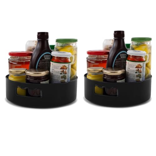 HomeWiz 360° Rotating Kitchen Organiser | Lazy Susan Smooth Turntable Organiser | Spice Rack Organizer | Cosmetic Holder Organizer | Multipurpose Use for Kitchen Counter, Dining Table | Black