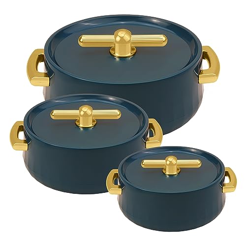Selvel Elegance Inner Steel Casserole Set of 3 (1700ml,1200ml, 600ml) |BPA Free| Advanced P.U. Insulation | Keeps Food hot & Fresh For Upto 6 Hours (Emerald Green)
