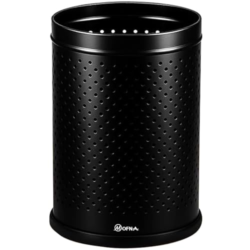 mofna Stainless Steel Perforated Dustbin for Home, Trash Can with Anti-skid Base, Garbage Bin for Bathroom, Office, Bedroom, Kitchen & Toilet or Commercial Use- (7x10 In -6 Liter, Black), Pack of 1