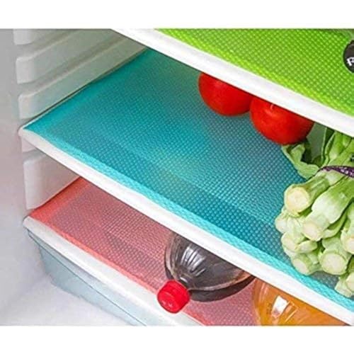 Yellow Weaves 6 Pieces PVC Fridge Mats for Shelves, Refrigerator Shelf Mats, Multipurpose Drawer Mat, Waterproof, Washable (11x17-inch, Multicolour)