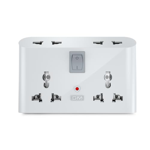 GM 3019 3 Pin Universal Multi Plug Travel Adaptor with 6 AMP for Home Applications, Computers, Laptops