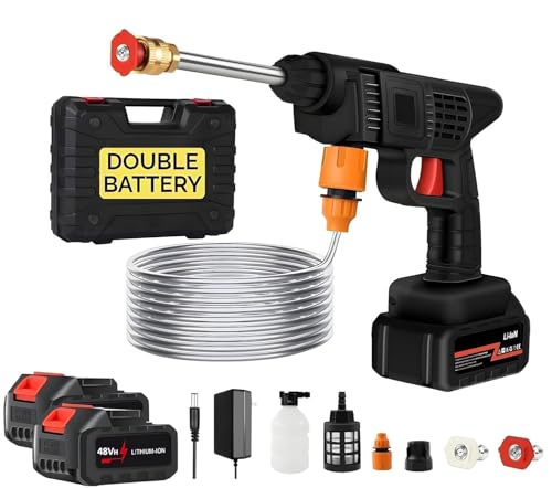 Car Washer High Pressure Gun TEKCOOL Cordless Portable Wireless Pressure Washer Gun 48V 12000mah High Pressure Water Gun for Car Wash Bike Washing Cleaning| Adjustable Nozzle and 5M Hose Pipe (FDS)