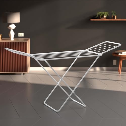 amazon basics Premium Cloth Drying Stand - 3 Way Folding, 42 Feet Drying Length, 20 Drying Rails, Lightweight (White)