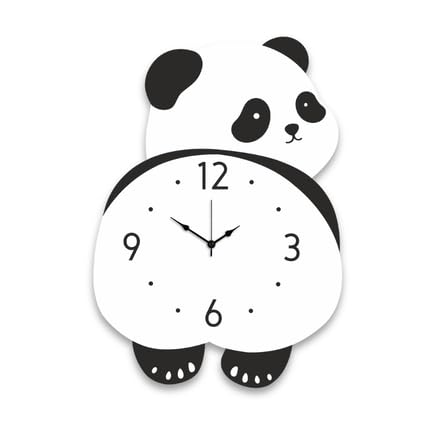 Bamboo Bear Design Pendulum Wall Clock for Kids Room, Decorative Analog Timepiece with Swinging Element, Animal Theme Home Accent for Bedroom, Nursery, Playroom, Study Area and Indoor Décor