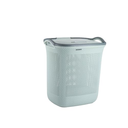 Amazon Brand - Solimo Honey comb Laundry Basket - (Small)-42 Litres-45.4 X 35.6 X 49.9 cm- Coral green