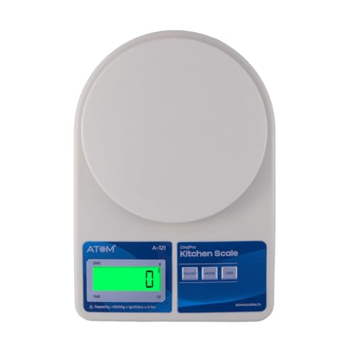 ATOM/Aliston K1 Series A121/SF-400 Digital Weighing Machine/Scale (10kg, 1g accuracy) High Precision Scale for Food with Large LCD Display, Tare Function Multi weighing mode-g, oz For Home, Kitchen
