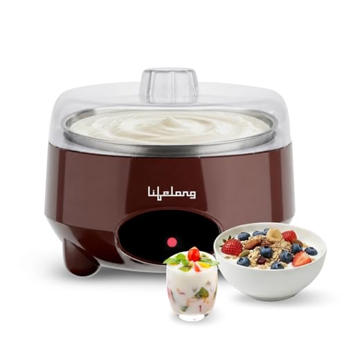 Lifelong Automatic Yogurt & Curd Maker Machine for Home | Auto Temperature Regulation | Electric Probiotic Yogurt Maker for Kitchen (1 L) | Thick Creamy Probiotic Curd |304 Stainless Steel Container
