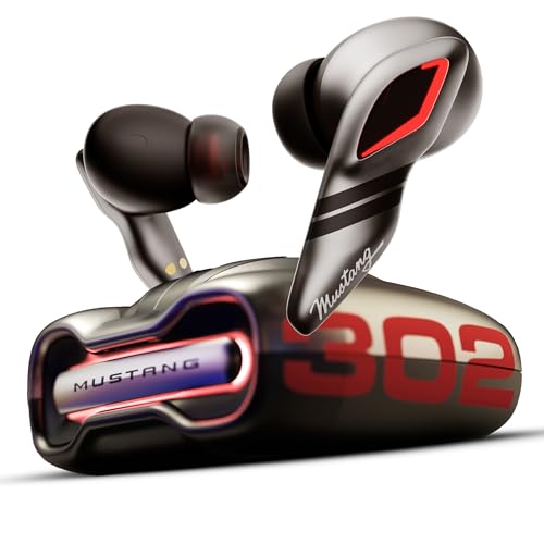 GOBOULT Mustang Torq Wireless in Ear Earbuds with 60H Playtime, App Support, Quad Mic ENC, 45ms Low Latency, 13mm Driver, Breathing LEDs, Made in India Ear Buds Wireless (Silver)
