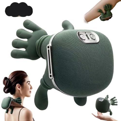 Bionic Heated Massager, Wireless Portable Shiatsu Neck and Back Massager, Electric Deep Tissue 4D Kneading Massage, Simulated Hand Design for Pain Relief and Muscle Relax for Kids and Adults.D2