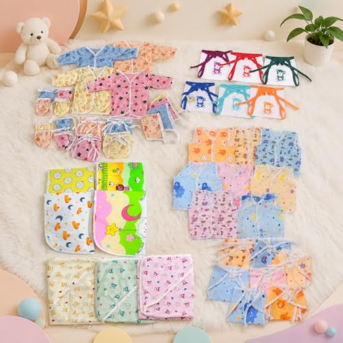 Infantbond 49 In 1 Baby Products All New Born Combo|Gift Set|Essentials|Hospital Kit|Clothes|Maternity Essentials|Infant Essentials|Baby Shower|Complete Daily Items Combo(0-6 Months) (MultiColor Napi)
