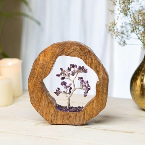 RITUALISTIC Amethyst Crystal Tree of Life in Wooden Ring - Spiritual Gift for Energy Flow & Chakra Healing, Feng Shui Gemstone Bonsai Tree, Home Decor, Wealth & Luck | Perfect for Gift