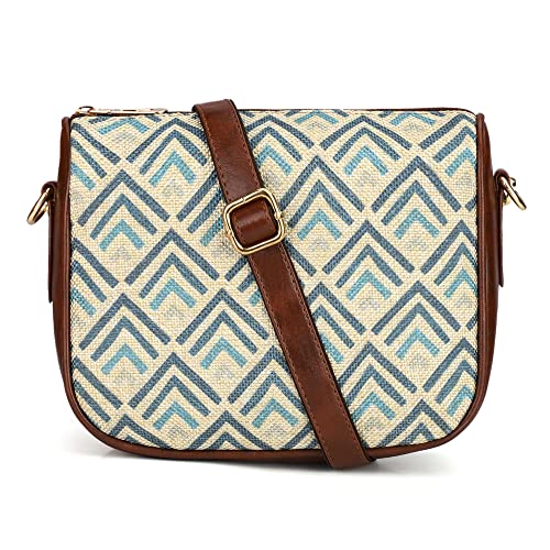THE CLOWNFISH Garnet Series Printed Handicraft Fabric & Tapestry Crossbody Sling Bag for Women Ladies Single Shoulder Bag Shoulder Belt