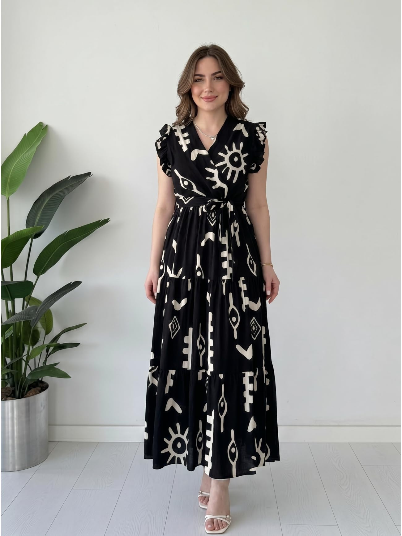 Modestouze Attires Dress for Women Western Maxi Style, Indo Western Dresses, One Piece Long Gown, A Line Flared Pattern, Ethnic Look Outfit for Women