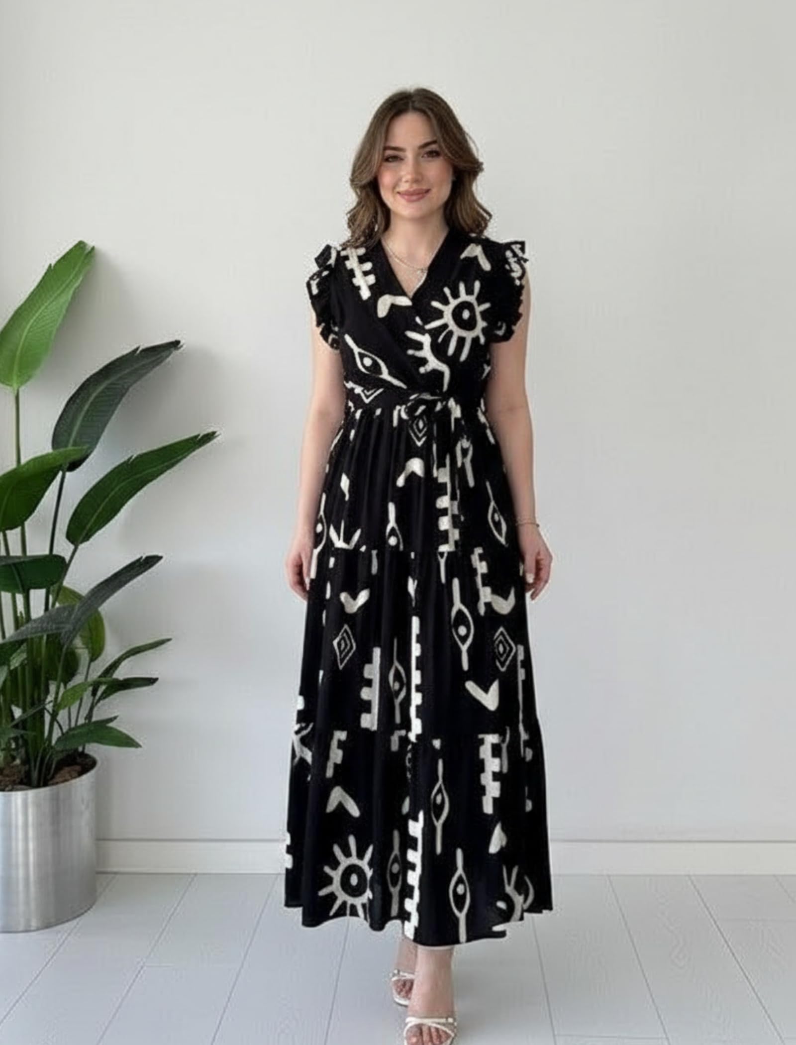 Modestouze Attires Dress for Women Western Maxi Style, Indo Western Dresses, One Piece Long Gown, A Line Flared Pattern, Ethnic Look Outfit for Women