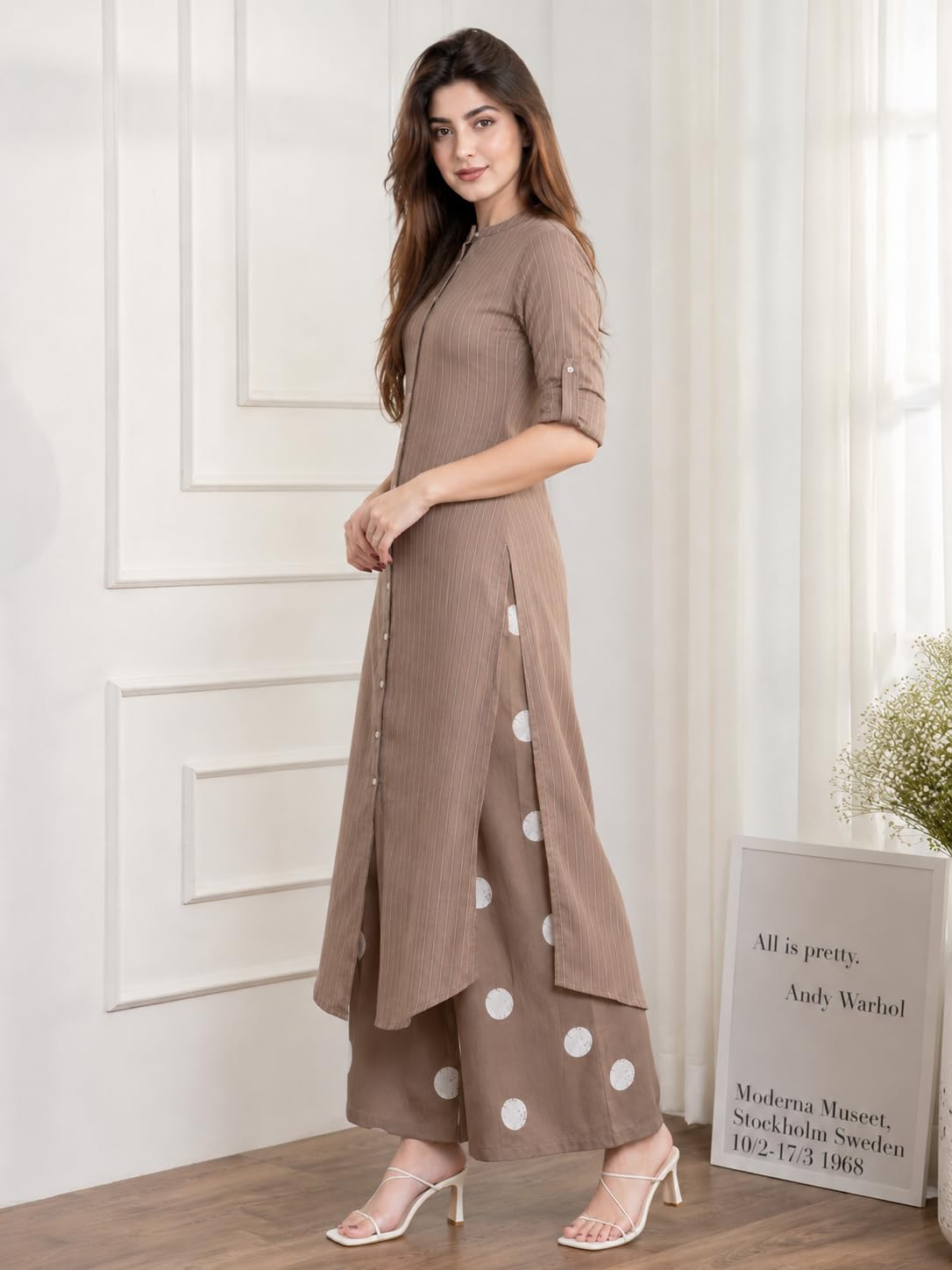 Celary Women's Kurtas & Kurtis|Printed Straight Kurti with Palazzo Pants|Ethnic Kurti Set for Woman|Casual Suit Set for Women with Size S to 3XL|Stylish Dress for Woman