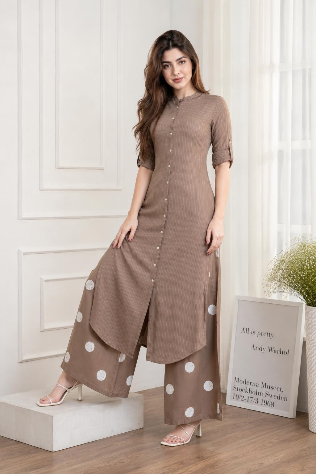Celary Women's Kurtas & Kurtis|Printed Straight Kurti with Palazzo Pants|Ethnic Kurti Set for Woman|Casual Suit Set for Women with Size S to 3XL|Stylish Dress for Woman