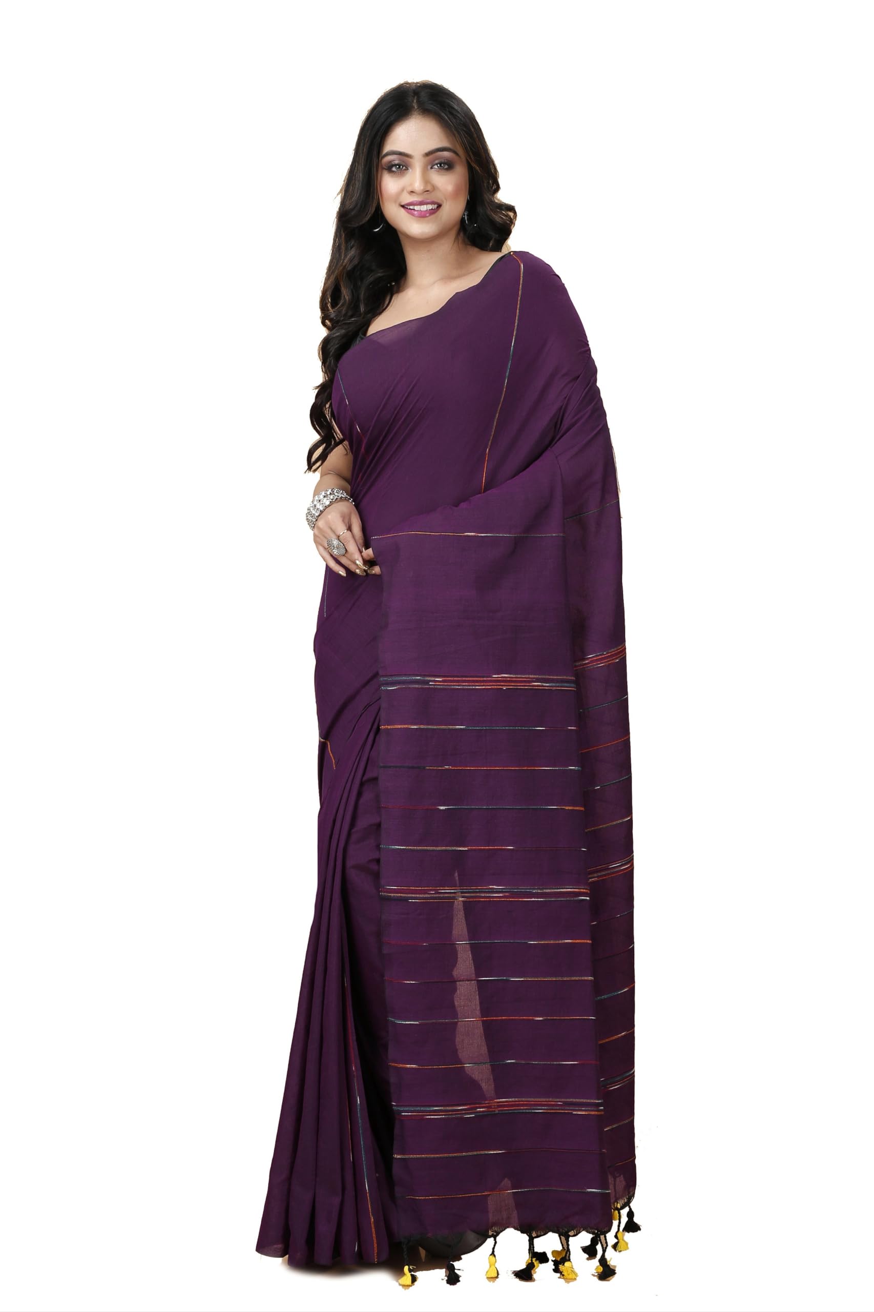 OISHANI SAREE GHOR Women's Traditional Bengal Handloom Khesh Kantha Cotton Soft Saree