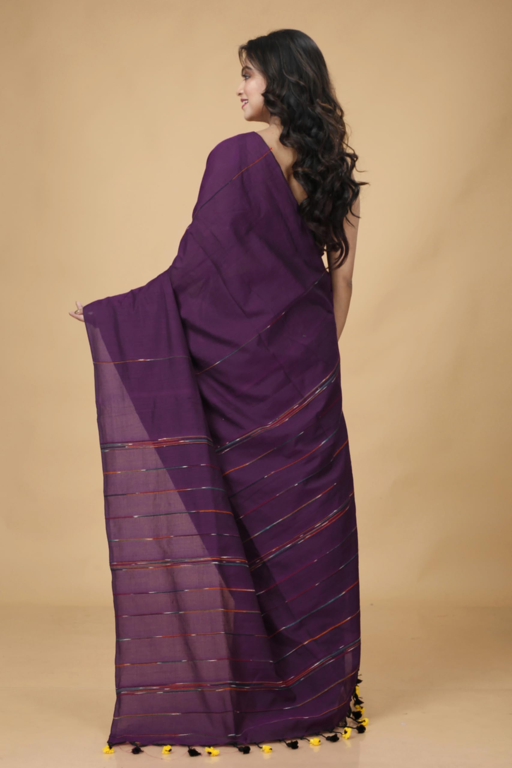 OISHANI SAREE GHOR Women's Traditional Bengal Handloom Khesh Kantha Cotton Soft Saree