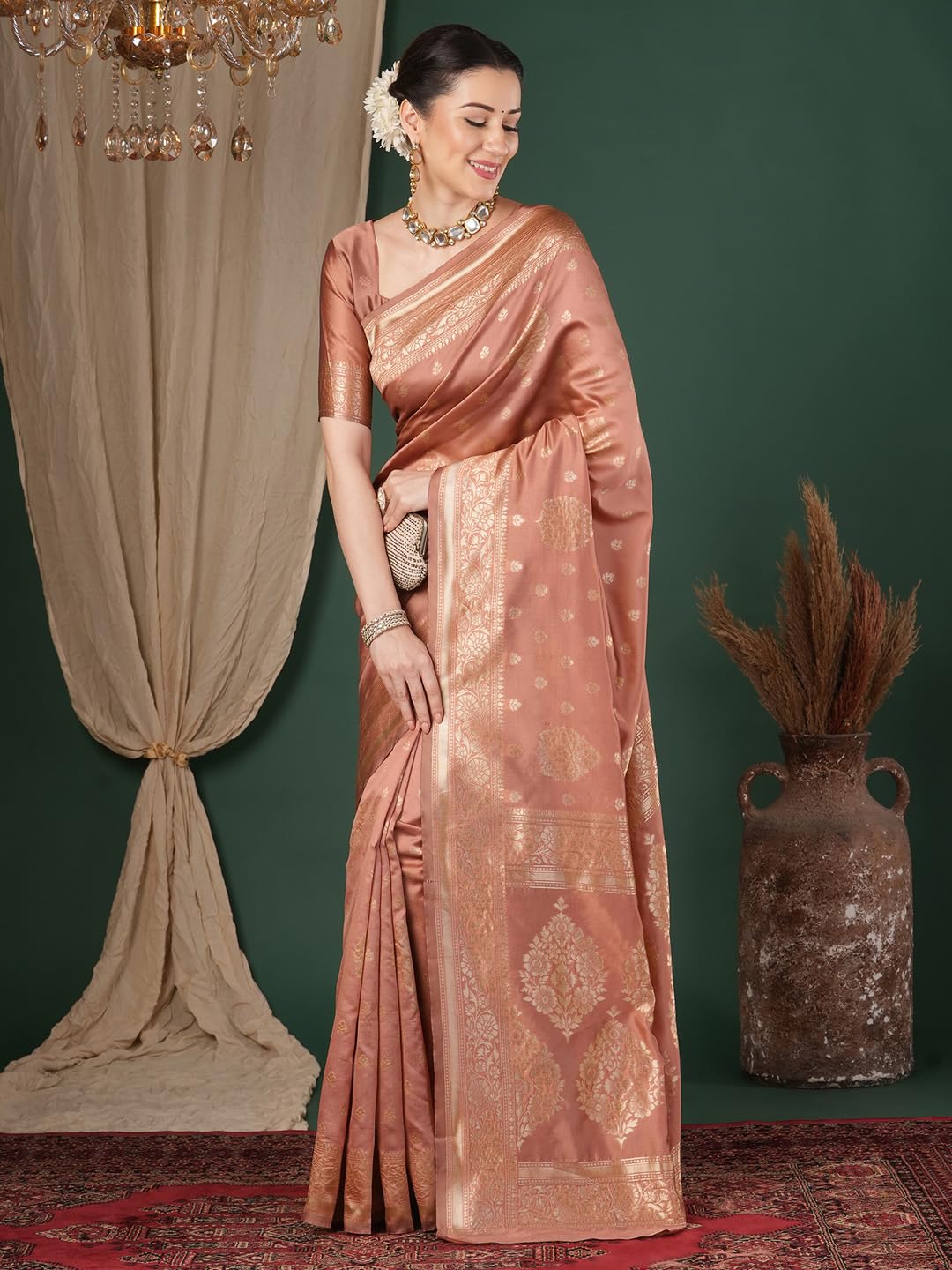 AKHILAM Women's Kanjivaram Pure Soft Silk Saree For Women Saree With Unstitched Blouse Piece |Soft banarasi saree for women|silk saree pure silk
