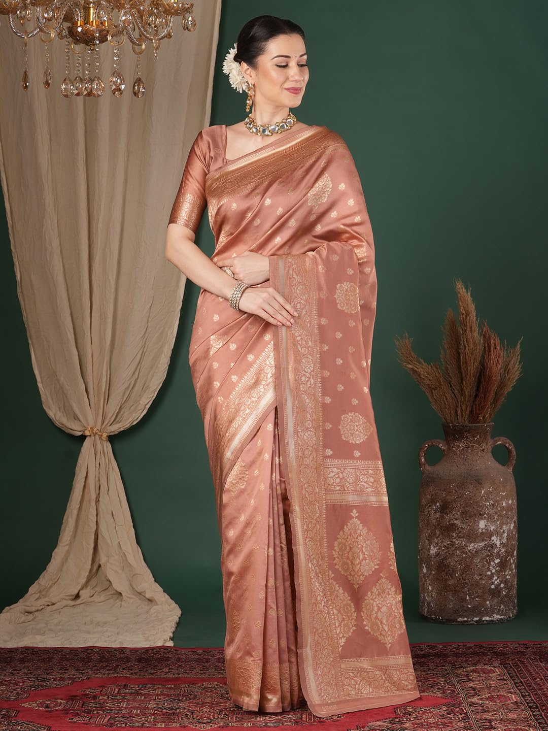 AKHILAM Women's Kanjivaram Pure Soft Silk Saree For Women Saree With Unstitched Blouse Piece |Soft banarasi saree for women|silk saree pure silk
