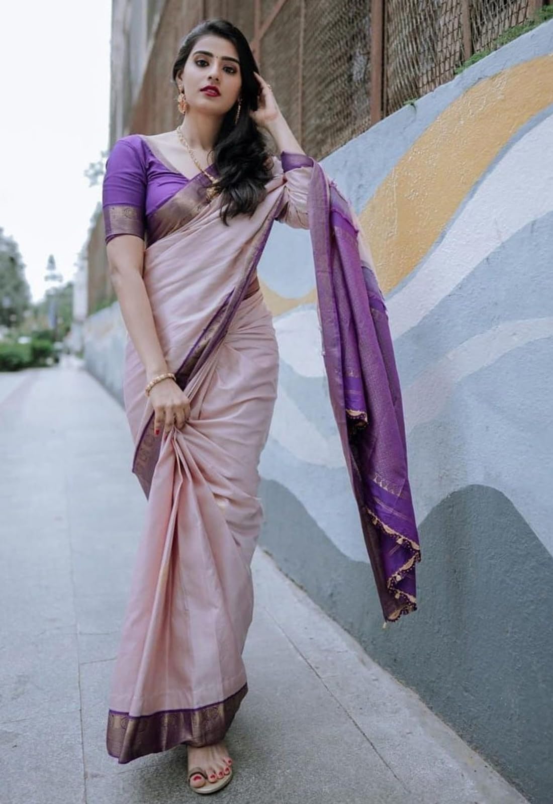 Yashika Women Banarasi Kanjivaram Silk Saree Set with Blouse |saree for Women | Saree | New Sari | Latest Saree