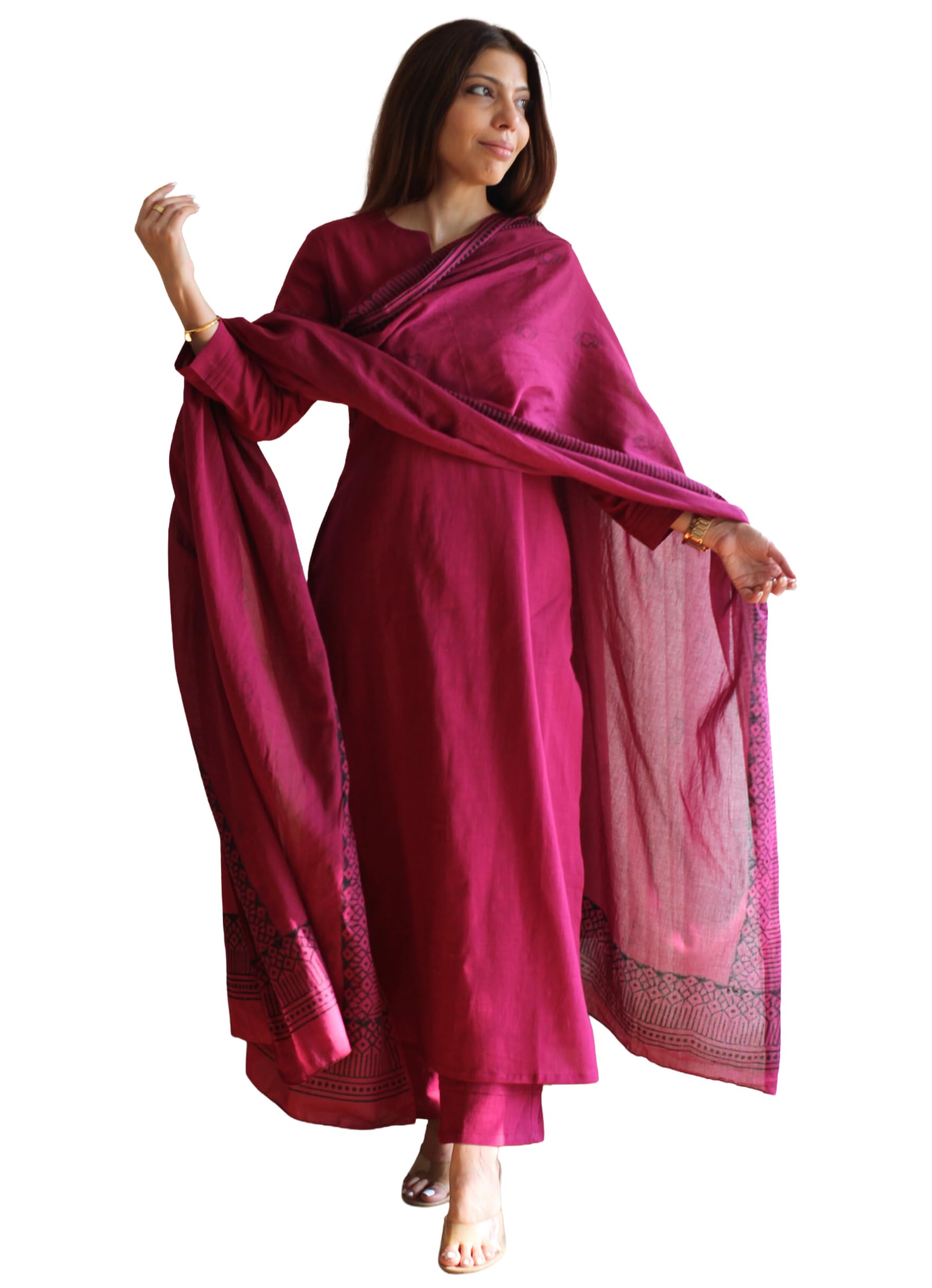 GoSriKi Women’s Poly Straight Solid Kurta with Narrow Pant & Dupatta | Elegant Ethnic Kurta Set for Women | 3 Piece Traditional Outfit | Comfortable Regular Fit | Full Length Kurta Set