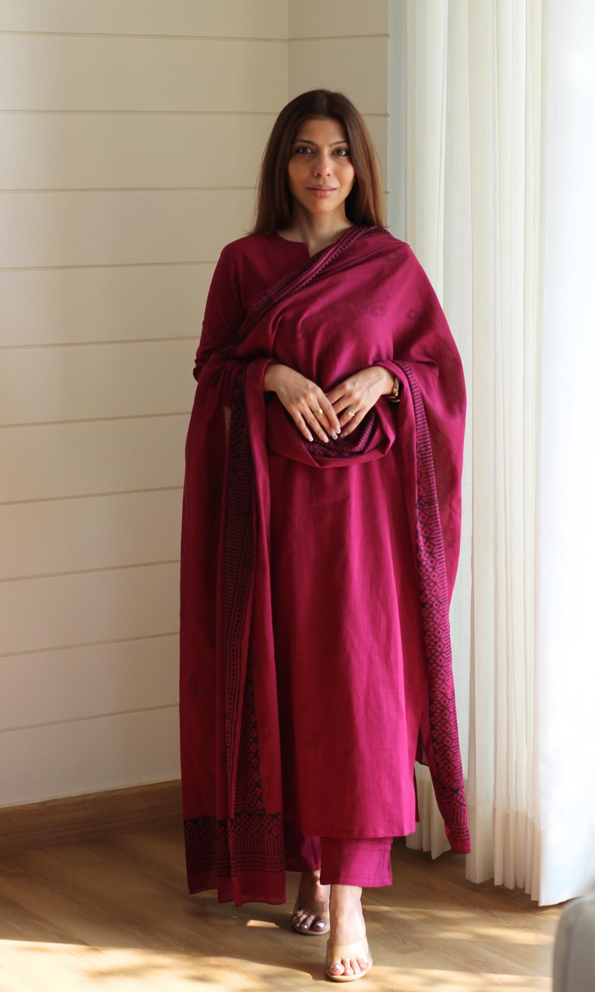 GoSriKi Women’s Poly Straight Solid Kurta with Narrow Pant & Dupatta | Elegant Ethnic Kurta Set for Women | 3 Piece Traditional Outfit | Comfortable Regular Fit | Full Length Kurta Set