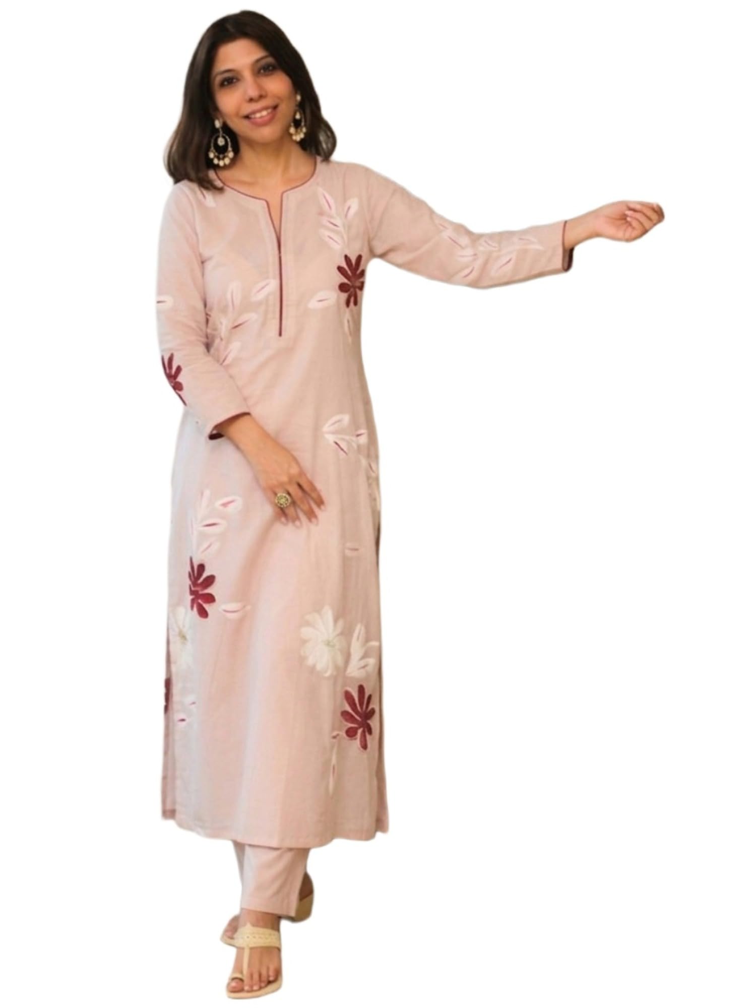 ANNI Designer Kurta Set for Women Erode Rayon Printed | Kurti Set for Woman | Kurta Pant 2 Piece Outfit | Round Neck 3/4 Sleeve Straight Fit Ethnic Dress Stylish Kurta Sets for Women Clothing