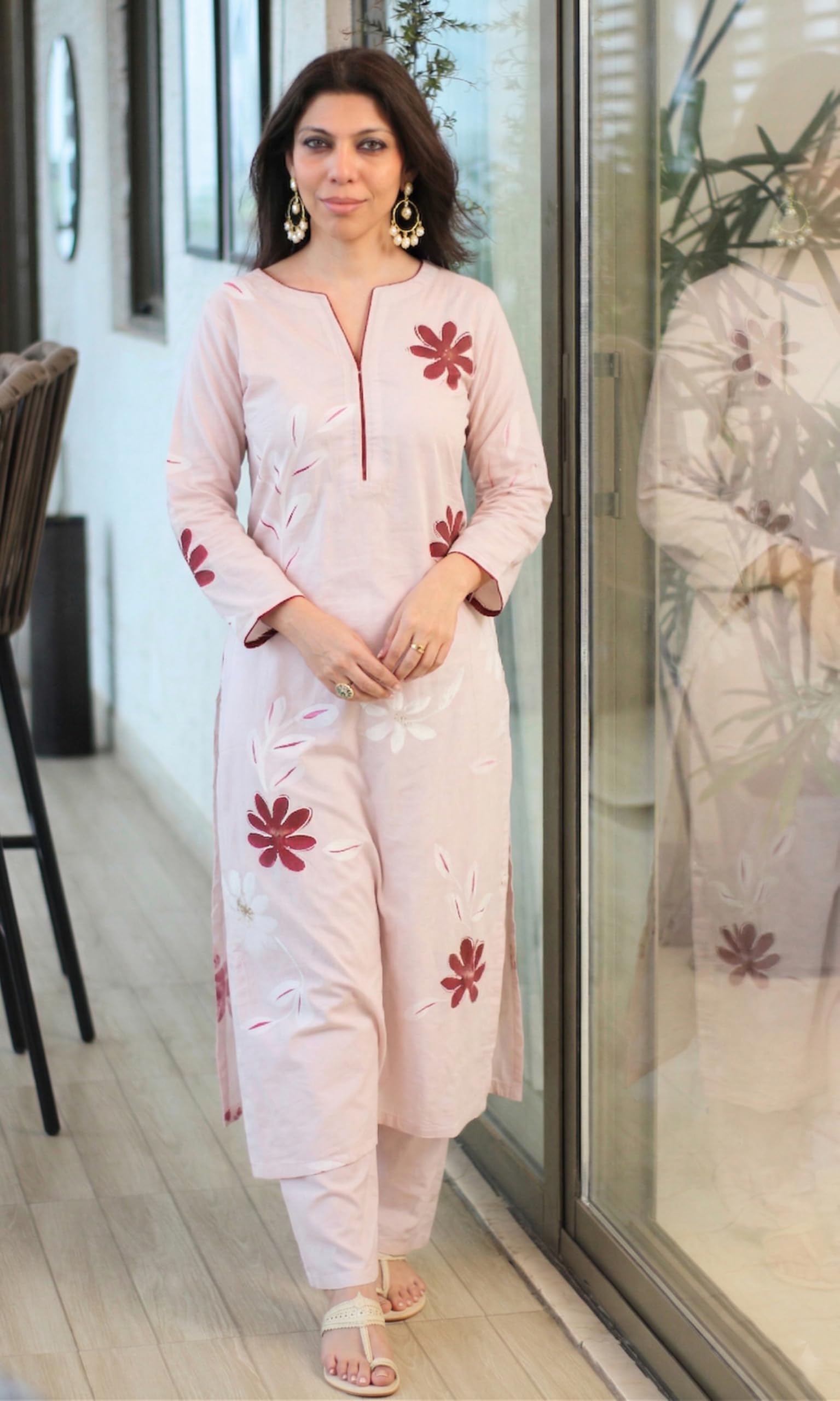 ANNI Designer Kurta Set for Women Erode Rayon Printed | Kurti Set for Woman | Kurta Pant 2 Piece Outfit | Round Neck 3/4 Sleeve Straight Fit Ethnic Dress Stylish Kurta Sets for Women Clothing