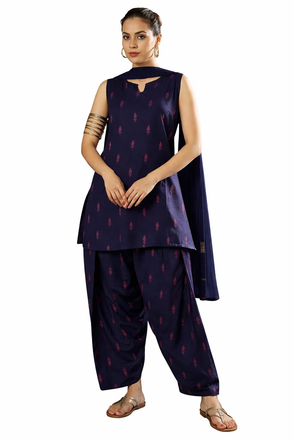 LookMark Women's Printed Rayon Kurta Set with Farshi Salwar | Traditional Ethnic Co-ord Set for Women | Office, Casual Wear
