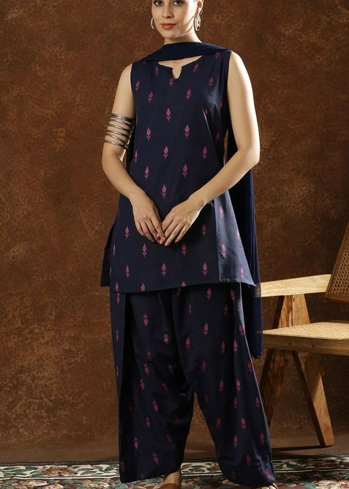 LookMark Women's Printed Rayon Kurta Set with Farshi Salwar | Traditional Ethnic Co-ord Set for Women | Office, Casual Wear