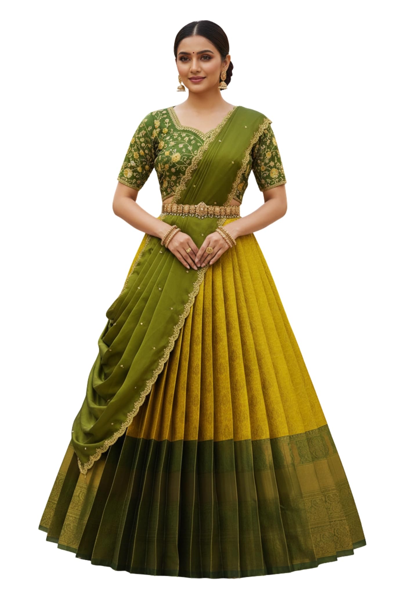 Fabcartz Beautiful South Indian Style Unstitch Lehenga Choli for Women | PL235