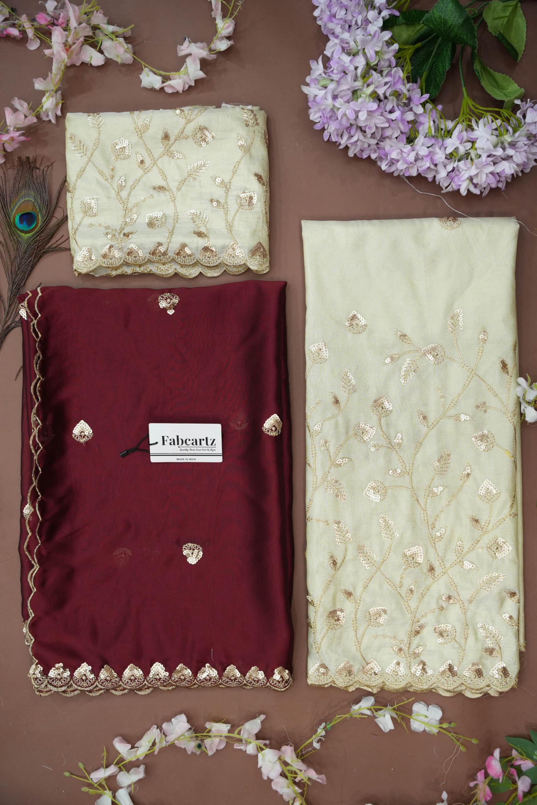 Fabcartz Beautiful South Indian Style Unstitch Shimmer Lehenga Choli Half Saree with Embroidery Blouse for Women | PL203
