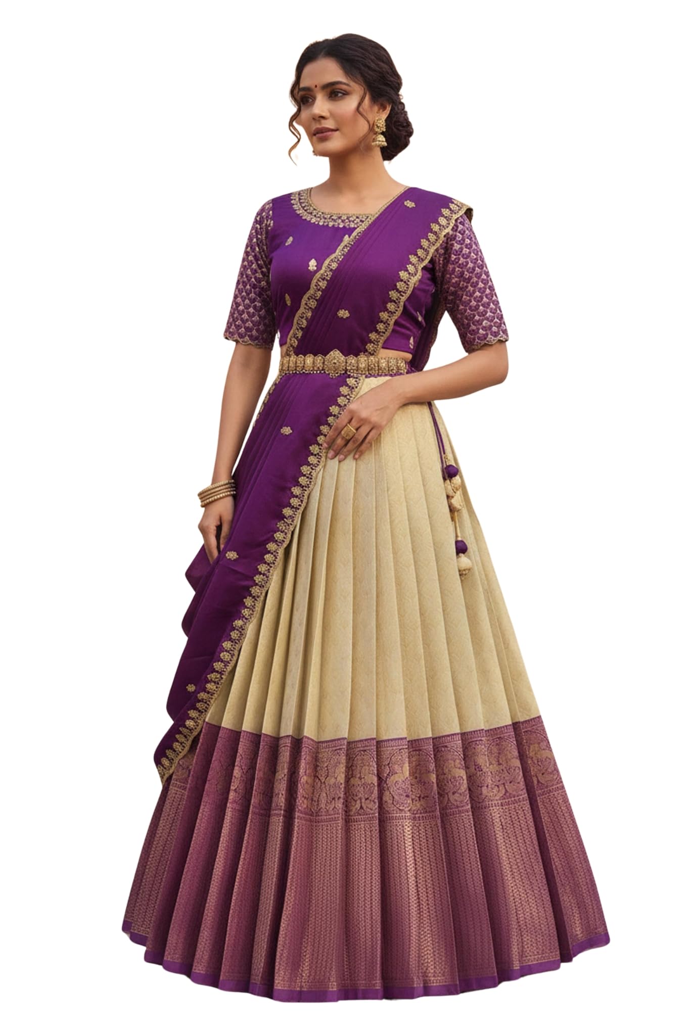 Fabcartz Beautiful South Indian Style Unstitch Lehenga Choli for Women | PL230